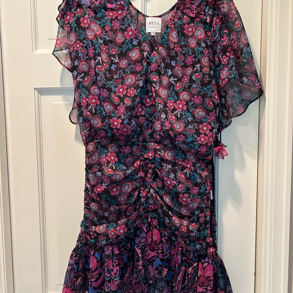 Misa Los Angeles Floral Mini Dress - Pink and Blue
